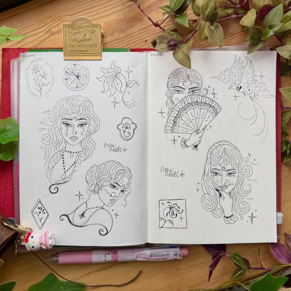 Illustrative ornamental woman tattoo by @manvmadetattoos