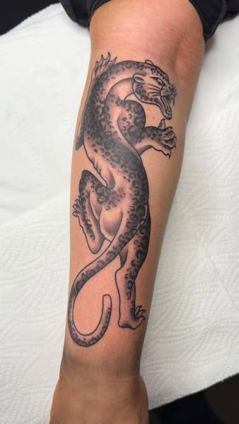Traditional leopard tattoo by @not_cultured_tattoo