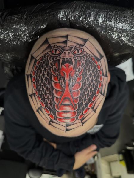Traditional cobra head tattoo by @not_cultured_tattoo