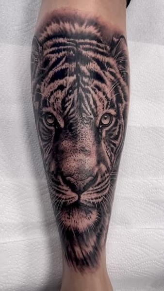 Realism tiger portrait tattoo by @marc_studio_ink