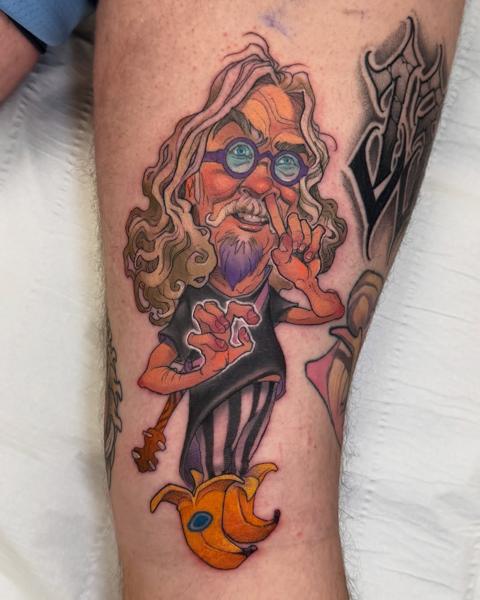 Caricature caricature figure tattoo by @marcustattoos
