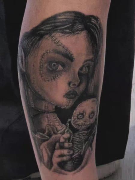 Realism stitched doll tattoo by @blood_sweat_and_tears_tattoo