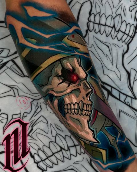 Neo-traditional skull warrior tattoo by @marcusottner