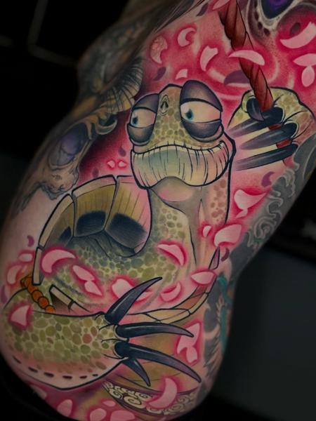 Anime cartoon lizard tattoo by @marcusottner