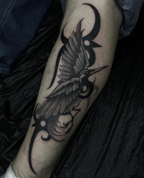 Tribal tribal bird tattoo by @nerilink