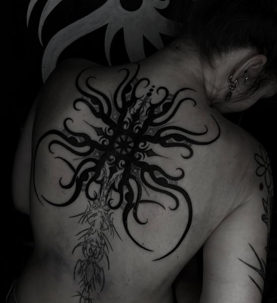 Tribal tribal sun tattoo by @nerilink