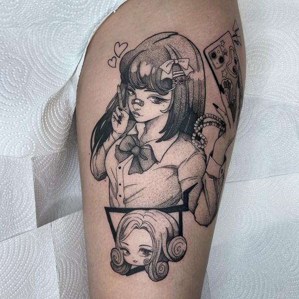 Anime anime girl tattoo by @myboo_tattoo