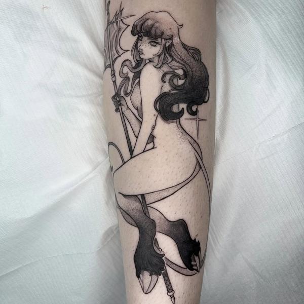 Anime fantasy character tattoo by @myboo_tattoo