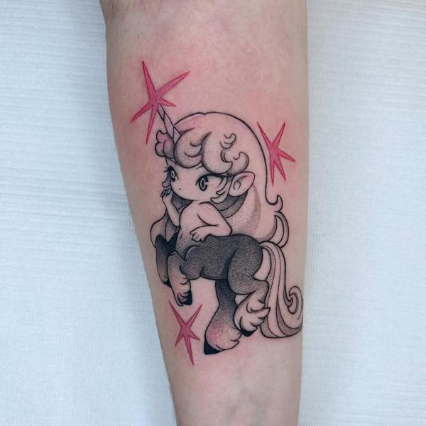 Anime cute unicorn tattoo by @myboo_tattoo