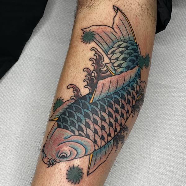 Japanese koi fish tattoo by @marsu_tattooer