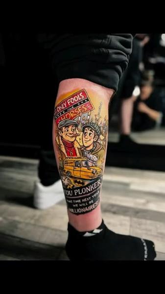 Illustrative color only fools characters tattoo by @mariusz_detka_tattoo