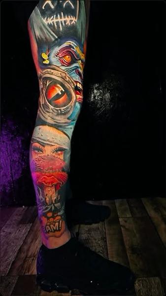 Illustrative horror characters tattoo by @mariusz_detka_tattoo
