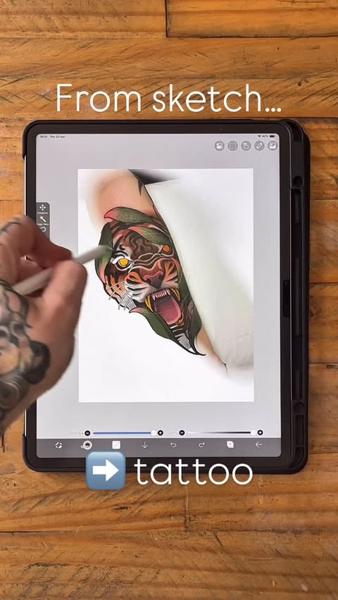 Traditional roaring tiger tattoo by @mvrktattoo