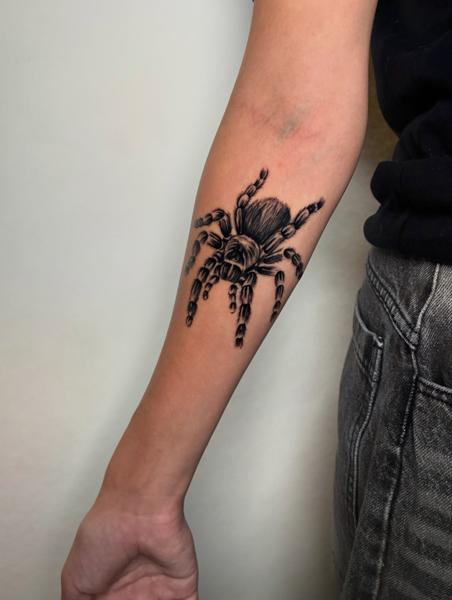 Realism tarantula tattoo by @mate.arnoth.tattoos