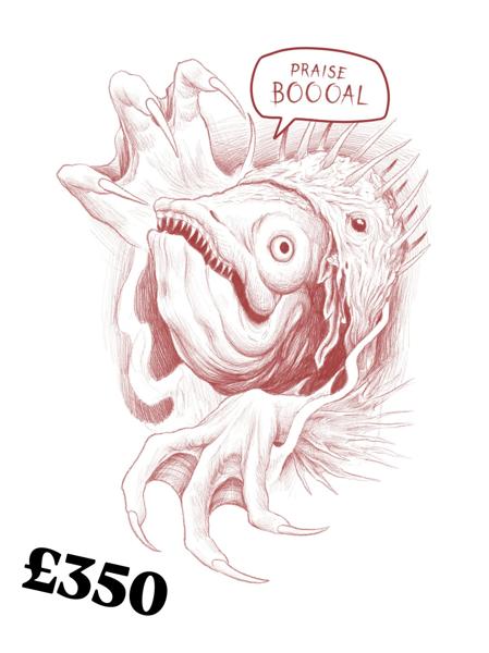 Illustrative horror horror creature tattoo by @fearn_tattoo