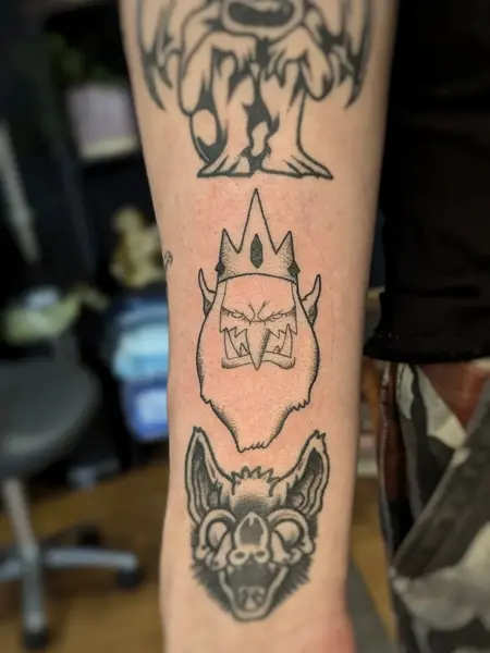 Blackwork ice king character tattoo by @fearn_tattoo