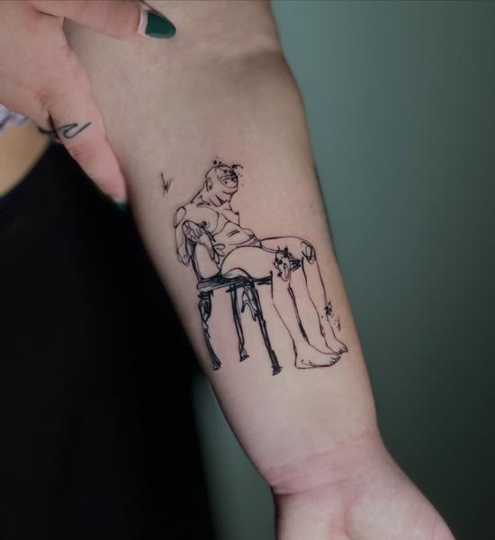 Fine line abstract figure tattoo by @mattylism