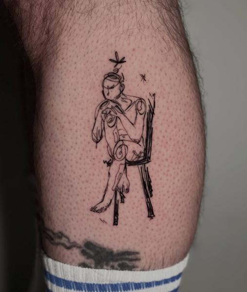 Fine line abstract figure tattoo by @mattylism