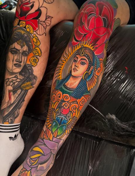 Traditional egyptian goddess tattoo by @mattwebbtattoo