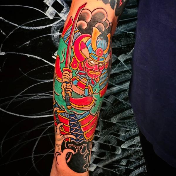 Japanese samurai warrior tattoo by @matty_nate_tattoos