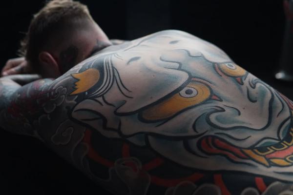 Japanese japanese mask tattoo by @max_wood_art