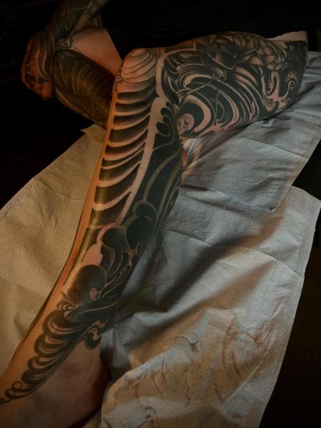 Japanese abstract pattern tattoo by @meganhoogland