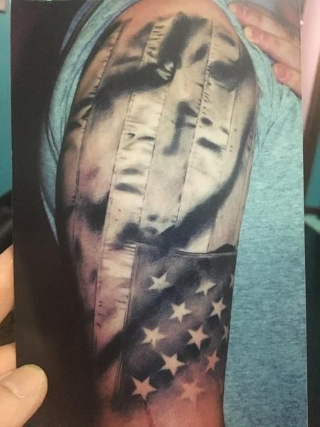 Realism american flag tattoo by @meganhoogland