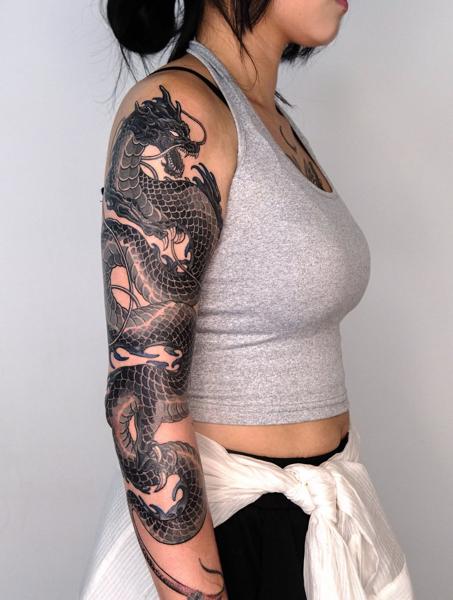 Japanese dragon tattoo by @melange.tattoo