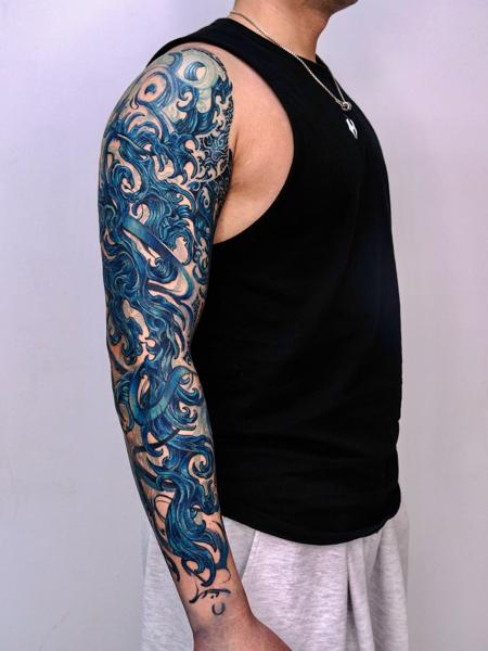 Japanese ocean waves tattoo by @melange.tattoo