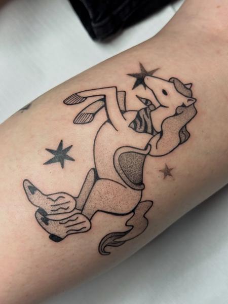 Traditional carousel horse tattoo by @hunn1i