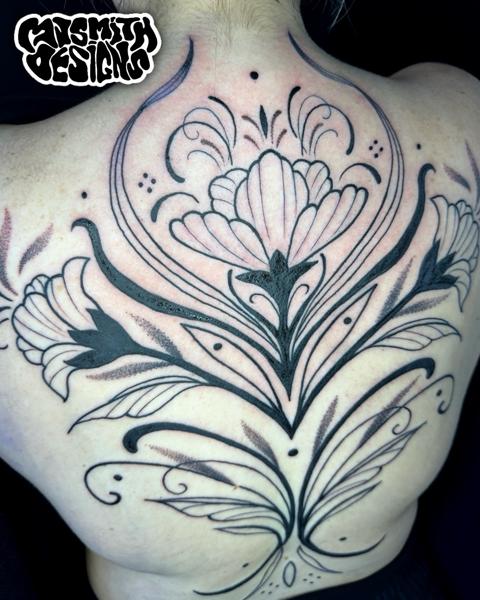 Ornamental floral ornament tattoo by @mjsmith_designs