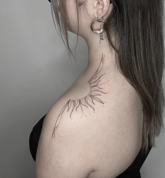 Fine line abstract lines tattoo by @mia.ink._