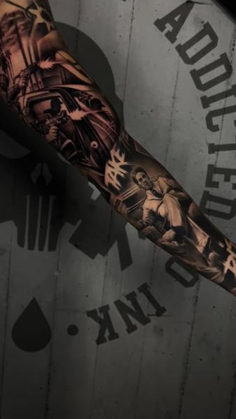 Realism gangster scene tattoo by @miketattoo1320