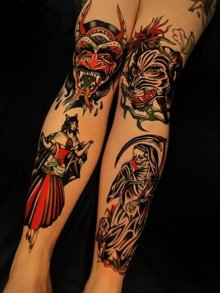 Traditional traditional demons tattoo by @mikeysharks