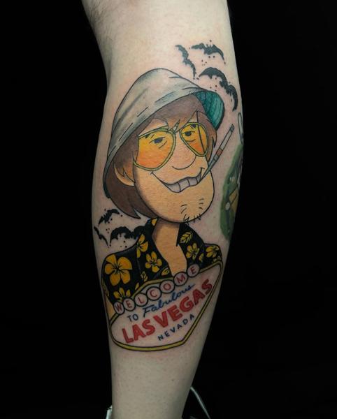 Anime cartoon character tattoo by @mikotattoo