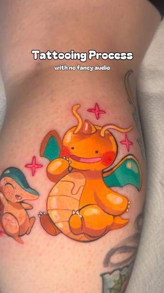 Cartoon cartoon dragon tattoo by @mina.boo_tattoo