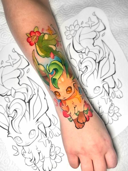 Color Realism colorful creature tattoo by @mina.boo_tattoo