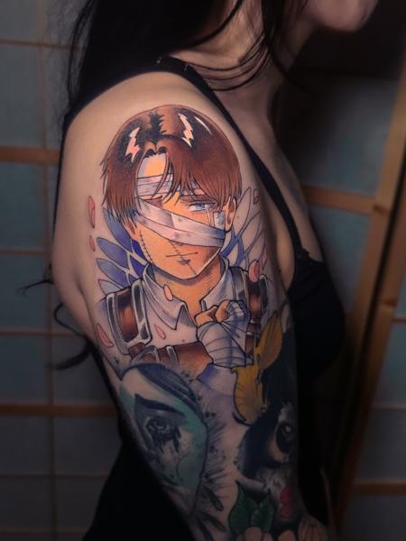 Anime anime character tattoo by @mina.boo_tattoo