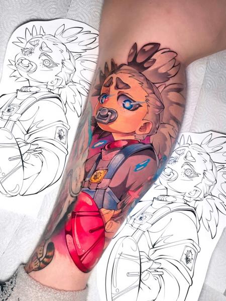 Anime anime character tattoo by @mina.boo_tattoo
