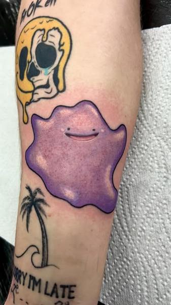 Color purple blob tattoo by @mitchmicallef