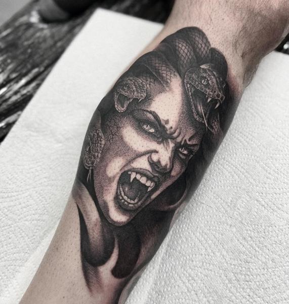 Realism medusa portrait tattoo by @mitchmicallef