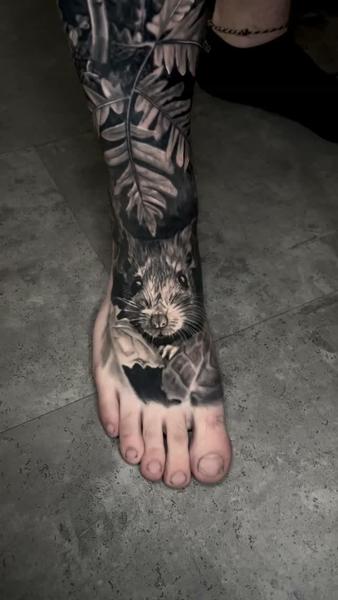 Realism realistic rat tattoo by @moriel.seror