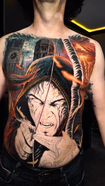 Realism fantasy warrior tattoo by @moriel.seror