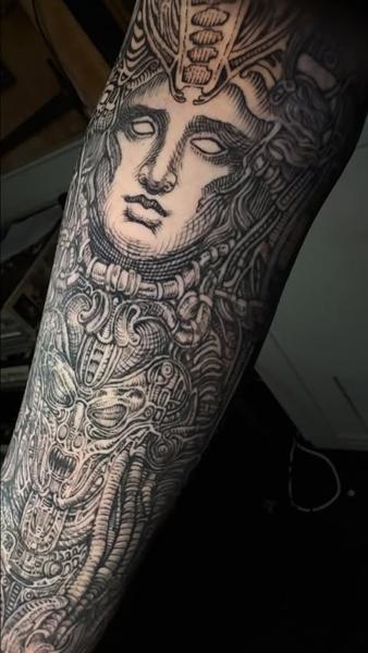 Blackwork ornate face tattoo by @myriam_black_tattoo