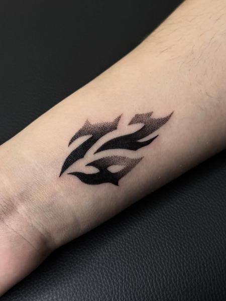 Tribal tribal flame tattoo by @psi.xi.tatt