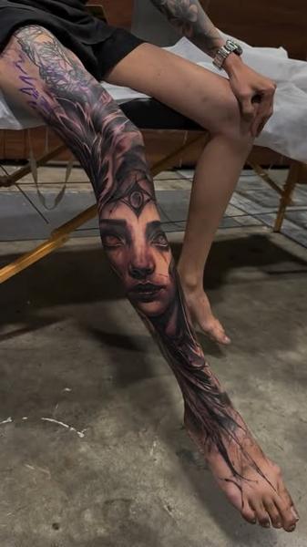 Realism mystical woman tattoo by @natalienox