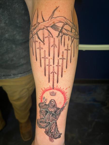 Linework grim reaper tattoo by @necro_comicon
