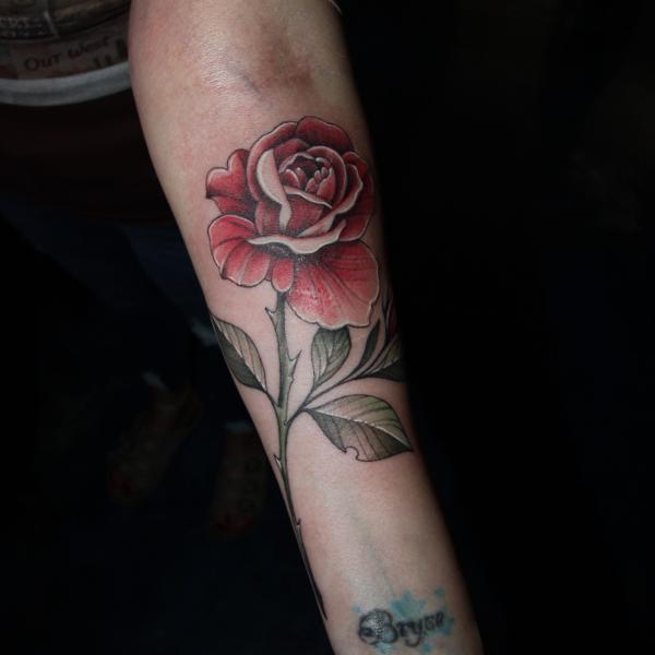 Traditional rose tattoo by @necro_comicon