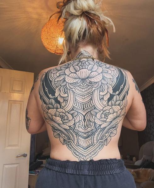 Ornamental ornamental floral tattoo by @niallbarton