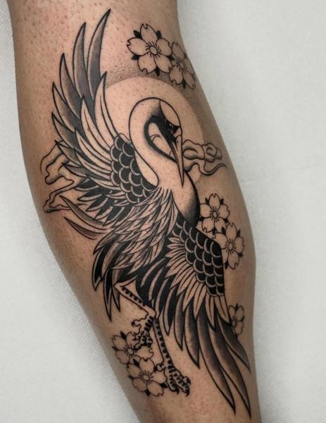 Japanese japanese crane tattoo by @ayp.nia